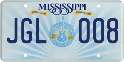 MS license plate JGL008