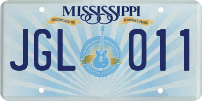 MS license plate JGL011