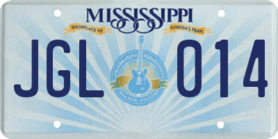 MS license plate JGL014