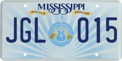 MS license plate JGL015