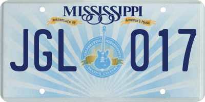 MS license plate JGL017