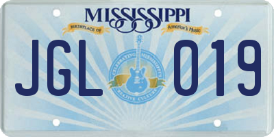 MS license plate JGL019