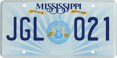 MS license plate JGL021