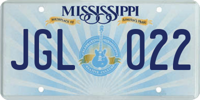 MS license plate JGL022