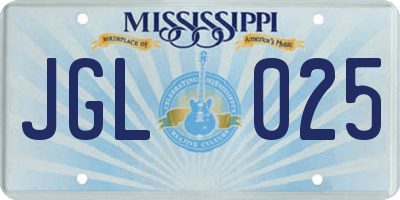 MS license plate JGL025