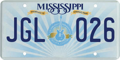 MS license plate JGL026