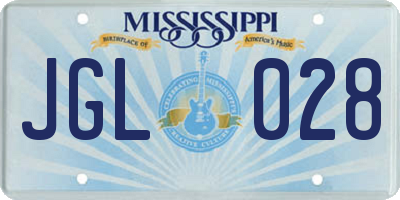 MS license plate JGL028