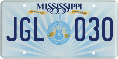 MS license plate JGL030