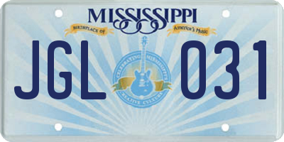 MS license plate JGL031