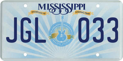 MS license plate JGL033