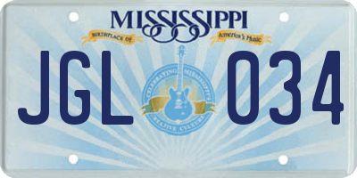 MS license plate JGL034