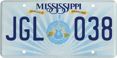 MS license plate JGL038