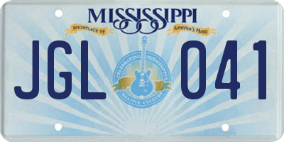 MS license plate JGL041