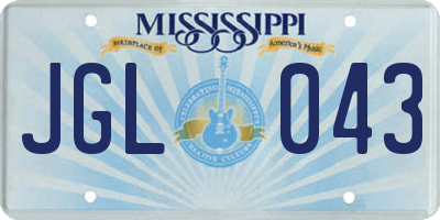 MS license plate JGL043