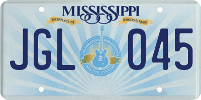 MS license plate JGL045