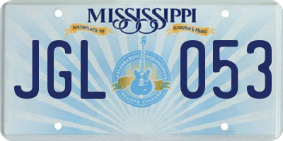 MS license plate JGL053