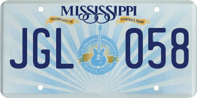 MS license plate JGL058