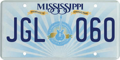 MS license plate JGL060