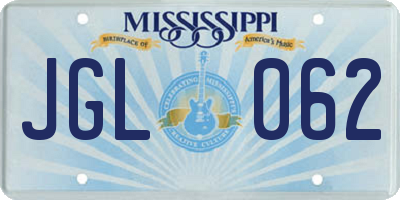 MS license plate JGL062