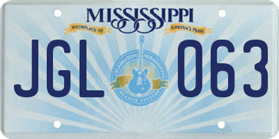 MS license plate JGL063