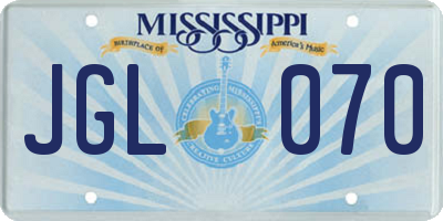 MS license plate JGL070