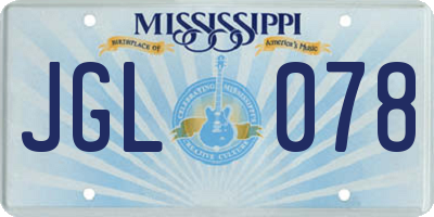 MS license plate JGL078