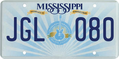 MS license plate JGL080