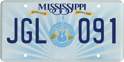 MS license plate JGL091