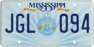 MS license plate JGL094