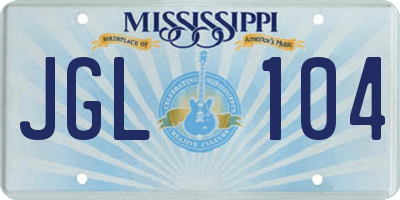 MS license plate JGL104