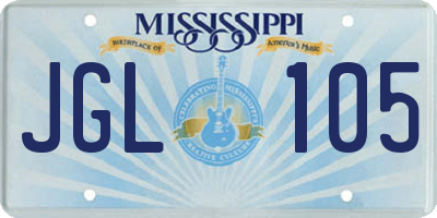 MS license plate JGL105