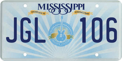 MS license plate JGL106