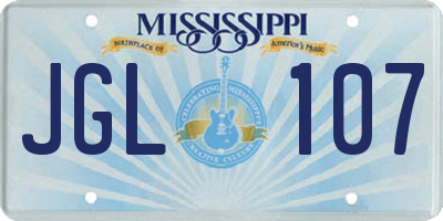 MS license plate JGL107