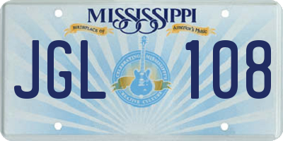 MS license plate JGL108