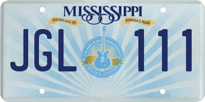 MS license plate JGL111