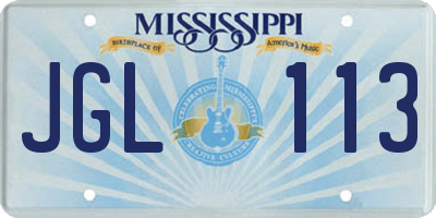 MS license plate JGL113