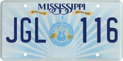 MS license plate JGL116