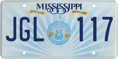 MS license plate JGL117