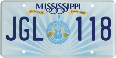 MS license plate JGL118