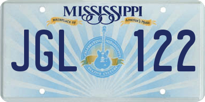 MS license plate JGL122