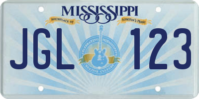 MS license plate JGL123