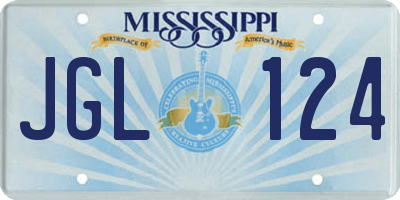 MS license plate JGL124