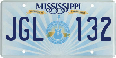 MS license plate JGL132