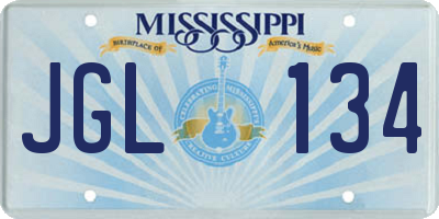 MS license plate JGL134