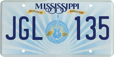 MS license plate JGL135