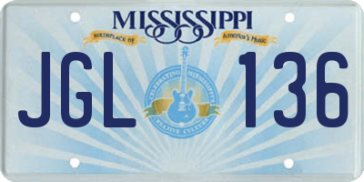 MS license plate JGL136
