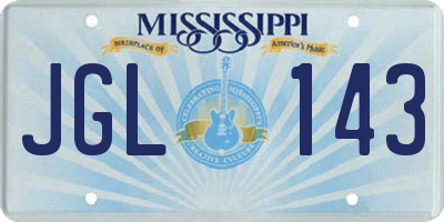 MS license plate JGL143