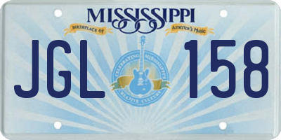 MS license plate JGL158