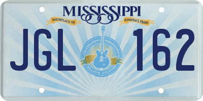 MS license plate JGL162