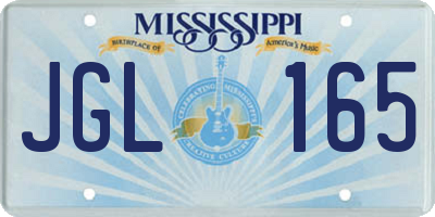 MS license plate JGL165